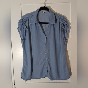 Laura Petites Denim Short Sleeve Top